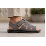 Sandale bărbătești gri din piele naturală cu închidere velcro și talpă confortabilă GKR47GB